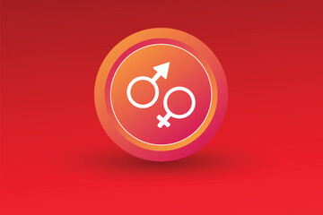 colorful male female Gender symbols with 3d effect Vector illustration