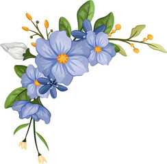 Naklejka premium blue floral bouquet with watercolor