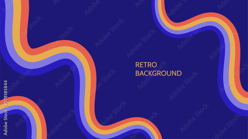 Poster retro abstract background. colourful linear wavy wallpaper. vintage curved stripes and lines backdro