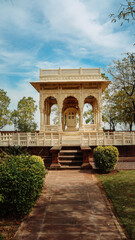 Fototapeta na wymiar Jodhpur, Rajasthan, India 2nd March 2023: The Jaswant Thada is a cenotaph located in the blue city Jodhpur, Rajasthan. Visuals of beautiful Rajasthan Heritage. Used by Rajputs of marwar for cremation
