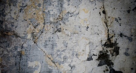 cracked abstract wall, black and white textured wall background, cracked wall background
