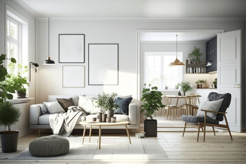 Scandinavian living room, Generative AI	