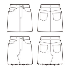 Women's Short Denim Skirt fashion vector sketch / Illustrator CC
