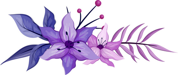 Purple floral bouquet with watercolor