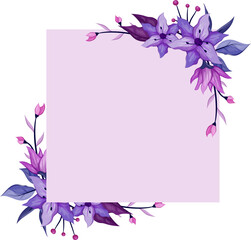 Purple floral bouquet with watercolor