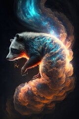 Beautiful Artistic Spiraling Galaxies and Iridescent Nebulae in Intricate Detail, Forming the Shape of a Badger in Space (generative AI)