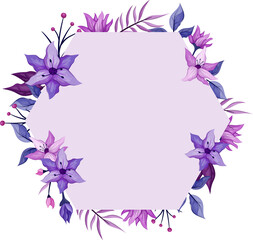 Fototapeta na wymiar Purple floral bouquet with watercolor