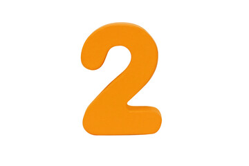 Light orange wooden arabic number Two Isolated on cutout PNG. Wooden jigsaw light orange tangram puzzle as shape 