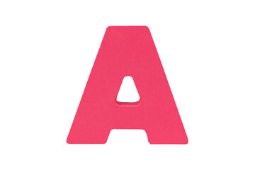 English alphabet letter uppercase "A" Isolated on cutout PNG. Wooden jigsaw dark pink tangram puzzle as shape "A". English. it is universal language used in learning education for children.	