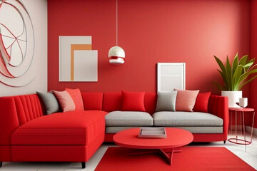modern living room with sofa - generative AI