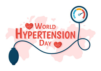 World Hypertension Day on May 17th Illustration with High Blood Pressure and Red Love Image in Flat Cartoon Hand Drawn for Landing Page Templates