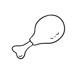 Obraz premium Fried chicken leg. Outline doodle illustration fast food
