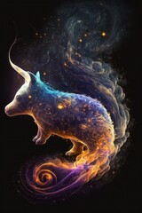 Beautiful Artistic Spiraling Galaxies and Iridescent Nebulae in Intricate Detail, Forming the Shape of a Aardvark in Space (generative AI)