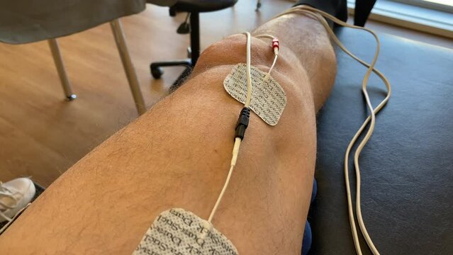 Electroshock Therapy of Leg, Physiotherapy, Close Up