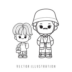 camping boy and father