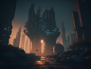 Sci-fi Dystopian Futuristic Cityscape
