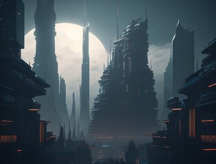 Sci-fi futuristic dystopian cityscape