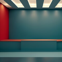 Shelf with spotlights for exhibit. Created with generative AI tool