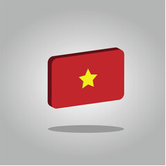 Vietnam Flag Vector 3D Ilustrator Flat Design