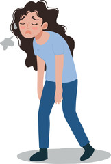 Fototapeta premium Young woman women cute pretty girl feeling exhausted and tired and emotional burnout mental disorder sick illustration
