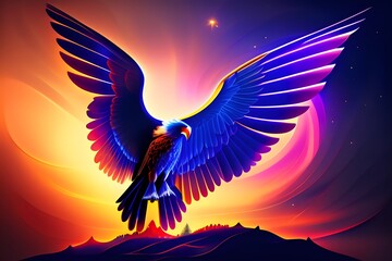 Aguila imperial azul aterrizando en su reyn. wallpaper. Fondo de pantalla - obrazy, fototapety, plakaty