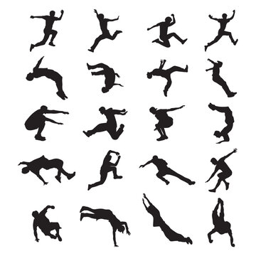 Set parkour silhouette vector illustration.