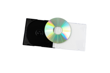 DVD with plastic box case isolated on white background