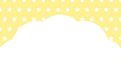 雲と星柄の背景　イエロー　コピースペースあり