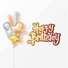 Graffiti Happy Birthday Text with Balloons on White Background Vector Illustration