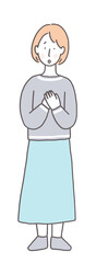 悩んでいる女性のイラスト