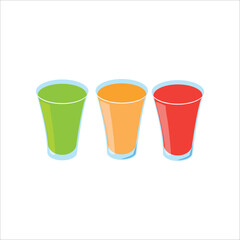 Summer drink set. Vector cartoon illustration of sweet .cold juice.