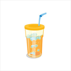 Summer drink set. Vector cartoon illustration of sweet .cold juice.