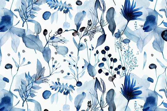 Botanical watercolor wallpaper pattern. generative ai © pa-ka