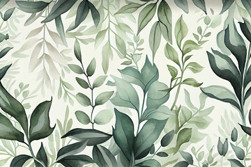 Fototapeta na wymiar Botanical watercolor wallpaper pattern. generative ai