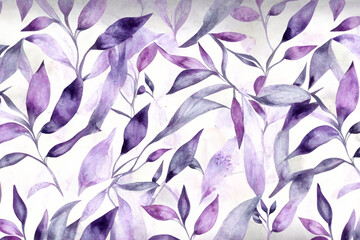 Botanical watercolor wallpaper pattern. purple tone. generative ai