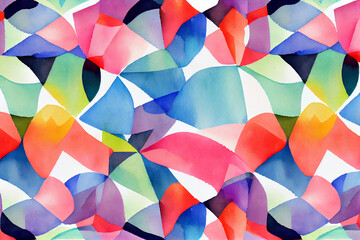 Watercolor pattern with overlapping colorful shapes. Generative ai.