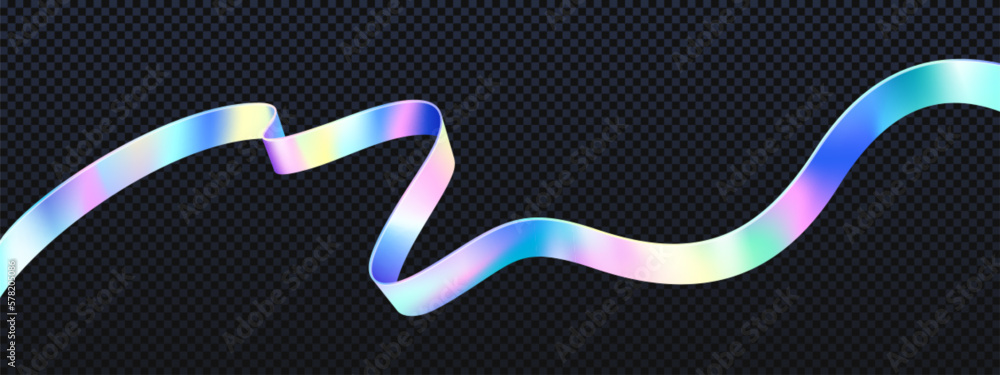 Poster abstract holographic tape isolated on transparent background. vector realistic illustration of silve