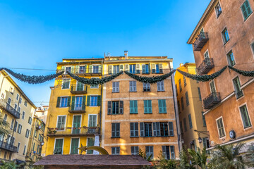 Christmas Decorations Square Outside Cathedral Nice France