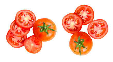 Sliced tomatoes on a white background, transparent, png