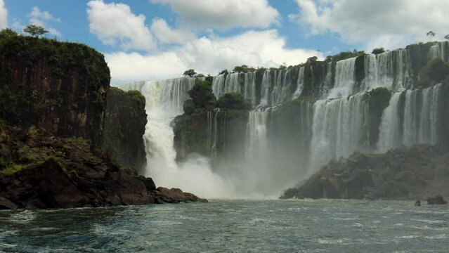 Breathtaking views of Iguazu falls from a boat at Iguazu fall Argentina