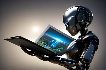  A robot holding a Digital book in its hand, 8K
