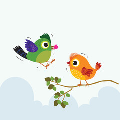 Love bird icon character vector illustration. Couple in love symbols valentines design element.