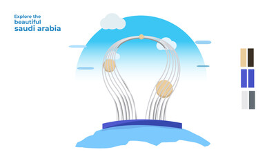 Illustration of Jeddah's iconic landmark called Al Falak Roundabout
