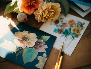 Flowers Desk Stationary Bright 