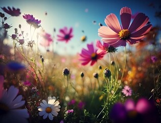 Obraz na płótnie Canvas Beautiful Sunny Flower Field