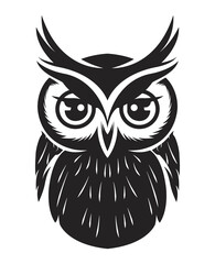 owl on white background, Cute Owl logo vector classical style simple white and black color