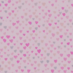 Seamless background with hearts, in pale colors, generative ai