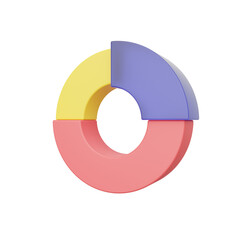 3d pie chart icon minimal style. analysis, business, document, presentation, infographic concept. 3d render illustration with cilpping mark.