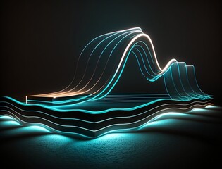 Abstract Glowing Neon LED Waves IX