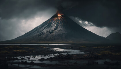 Fototapeta premium mountain, snow, volcano, nature, landscape, mountain Generative AI, Generativ, KI